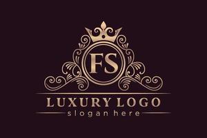 FS Initial Letter Gold calligraphic feminine floral hand drawn heraldic monogram antique vintage style luxury logo design Premium Vector