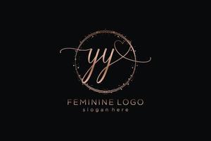 Initial YY handwriting logo with circle template vector logo of initial wedding, fashion, floral and botanical with creative template.