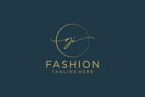 initial GI Feminine logo beauty monogram and elegant logo design, handwriting logo of initial signature, wedding, fashion, floral and botanical with creative template. vector