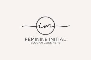 Initial IM handwriting logo with circle template vector logo of initial signature, wedding, fashion, floral and botanical with creative template.