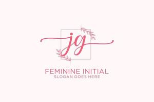 Initial JG beauty monogram and elegant logo design handwriting logo of initial signature, wedding, fashion, floral and botanical with creative template. vector