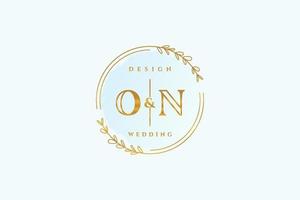 Initial ON beauty monogram and elegant logo design handwriting logo of initial signature, wedding, fashion, floral and botanical with creative template. vector