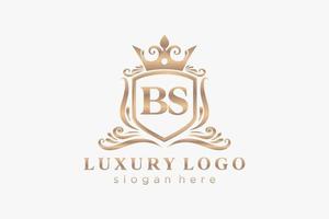 Initial BS Letter Royal Luxury Logo template in vector art for Restaurant, Royalty, Boutique, Cafe, Hotel, Heraldic, Jewelry, Fashion and other vector illustration.