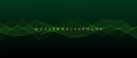 Green background geometric and wavy lines. Vector Illustration