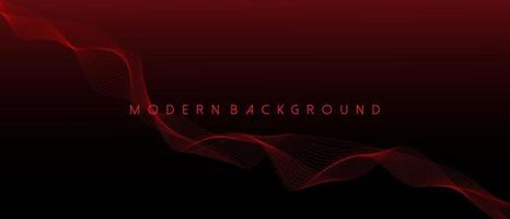 Red background with abstract wavy lines. Vector Illustration