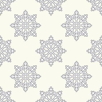 Vector seamless pattern of cartoon snowflake on light beige background for sites, wrapping, postcards, web sites etc. Merry Christmas and Happy New Year concept