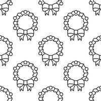 Seamless vector pattern of Christmas wreath on white background for Christmas wrappers, postcards, textile, clothing etc. Christmas, New Year and holiday concept