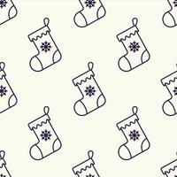 Simple vector seamless pattern of Christmas sock on beige background for textile, wallpapers, wrappers, postcard. Merry Christmas and Happy New Year concept