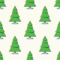Vector seamless pattern of cartoon Christmas tree on light beige background for sites, wrapping, postcards, web sites etc. Merry Christmas and Happy New Year concept