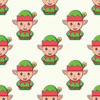 Christmas and New Year concept. Simple pattern of flat Christmas elf on light beige background. Perfect for web sites, wrappers, giftboxes, postcards vector