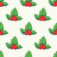 Simple vector seamless pattern of cartoon mistletoe on beige background for textile, wallpapers, wrappers, postcard. Merry Christmas and Happy New Year concept