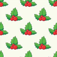 Simple vector seamless pattern of cartoon mistletoe on beige background for textile, wallpapers, wrappers, postcard. Merry Christmas and Happy New Year concept