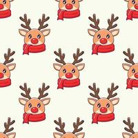 Christmas and New Year concept. Simple pattern of cartoon detailed Christmas deer on beige background. Perfect for web sites, wrappers, giftboxes, postcards vector