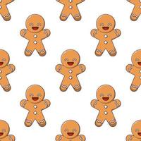 Christmas and New Year concept. Simple pattern of Gingerbread Man on white background. Perfect for web sites, wrappers, giftboxes, postcards vector