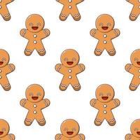 Christmas and New Year concept. Simple pattern of Gingerbread Man on white background. Perfect for web sites, wrappers, giftboxes, postcards vector