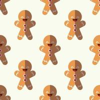 Christmas and New Year concept. Simple pattern of Gingerbread Man on light beige background. Perfect for web sites, wrappers, giftboxes, postcards vector