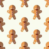 Christmas and New Year concept. Simple pattern of Gingerbread Man on light beige background. Perfect for web sites, wrappers, giftboxes, postcards vector