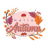 Colored Autumn lettering with paper art style Vector illustration