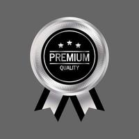 Premium quality emblem badge with silver color and black ribbon vector