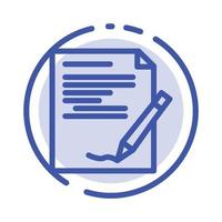 Agreement Paper Document Note Report Blue Dotted Line Line Icon vector