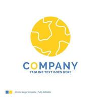 earth. globe. world. geography. discovery Blue Yellow Business Logo template. Creative Design Template Place for Tagline. vector