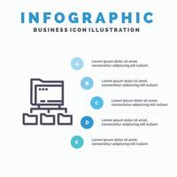 Folder Folders Network Computing Blue Infographics Template 5 Steps Vector Line Icon template