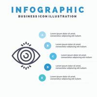Eye Test Search Science Line icon with 5 steps presentation infographics Background vector