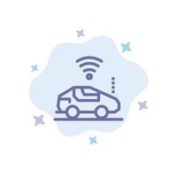 icono azul de la señal wifi del coche automático en el fondo abstracto de la nube vector