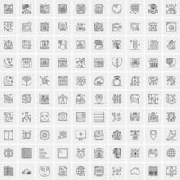 paquete de 100 iconos de líneas universales para móviles y web vector