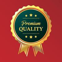 Gold premium quality badge, luxury label seal in golden gradient color vector