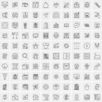 paquete de 100 iconos de líneas universales para móviles y web vector