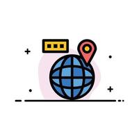 World Map Navigation Location  Business Flat Line Filled Icon Vector Banner Template