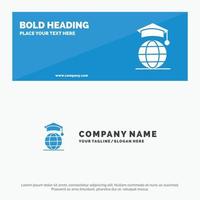 Globe Internet Online Graduation SOlid Icon Website Banner and Business Logo Template vector