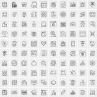 paquete de 100 iconos de líneas universales para móviles y web vector