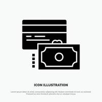 Card Credit Payment Money Solid Black Glyph Icon vector