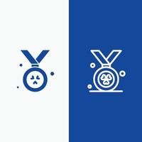 Award Medal Ireland Line and Glyph Solid icon Blue banner Line and Glyph Solid icon Blue banner vector