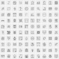 paquete de 100 iconos de líneas universales para móviles y web vector