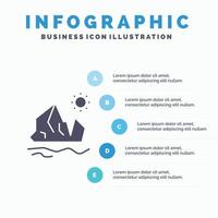 ecología medio ambiente hielo iceberg derritiéndose sólido icono infografía 5 pasos presentación antecedentes vector