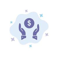 seguro finanzas seguro dinero protección icono azul sobre fondo de nube abstracta vector