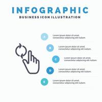 Finger Hand Refresh Gesture Line icon with 5 steps presentation infographics Background vector