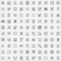 paquete de 100 iconos de líneas universales para móviles y web vector