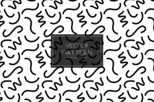 Squiggly wiggly curvy wavy black lines memphis design seamless repeat pattern on a white background vector