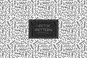 Zigzag black lines with dots seamless repeat pattern on a white background vector