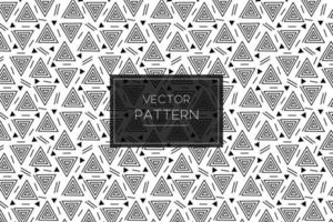 Geometric triangle black lines tribal style seamless repeat pattern on a white background vector