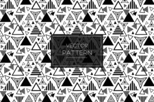 White triangle geometric vector line shapes seamless pattern in black and white background