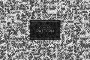 Jumble maze black lines seamless repeat pattern on a white background vector