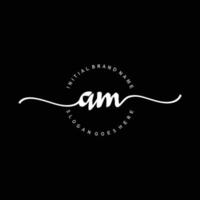 Initial AM handwriting logo template vector