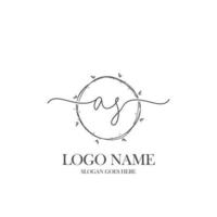 Initial AS beauty monogram and elegant logo design, handwriting logo of initial signature, wedding, fashion, floral and botanical with creative template. vector