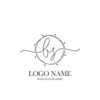 Initial BS beauty monogram and elegant logo design, handwriting logo of initial signature, wedding, fashion, floral and botanical with creative template. vector