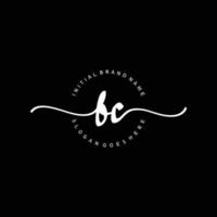 Initial BC handwriting logo template vector